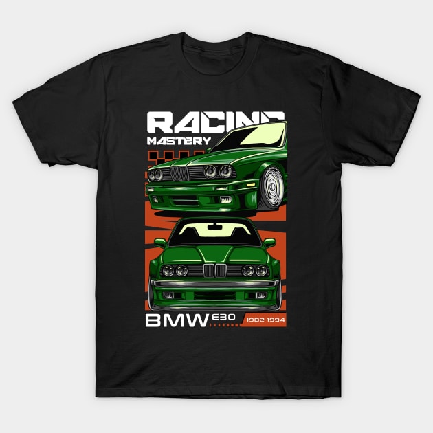 BMW E30 Racing Mastery T-Shirt by Harrisaputra